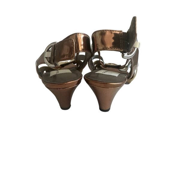 AJ VALENCI Multicolor Metallic Heels Sandals Size 8.5 - Picture 6 of 8